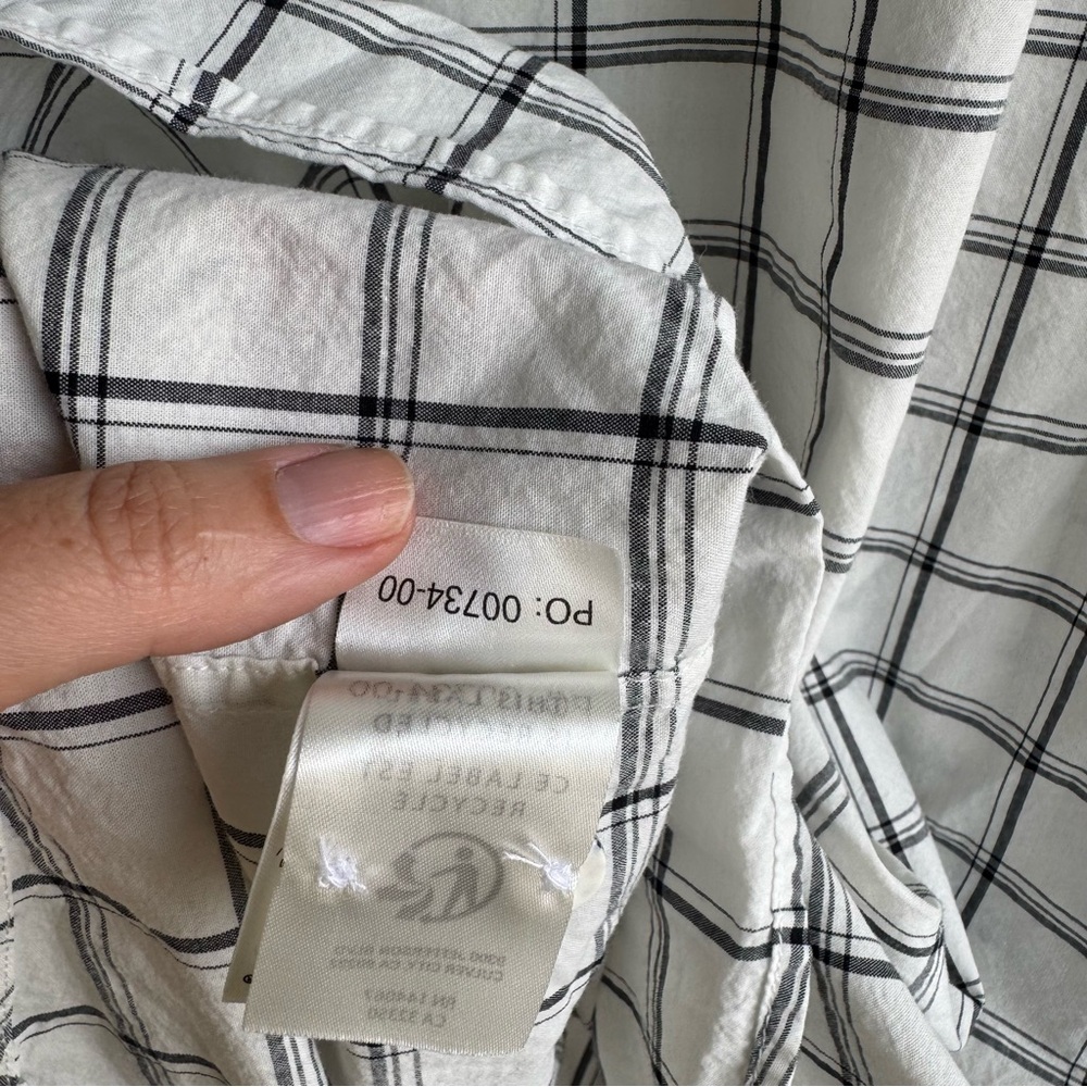 Outerknown White Black Windowpane Plaid organic c… - image 6